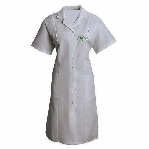 white janitorial uniform cardigan